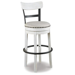 Valebeck White Bar Height Upholstered Swivel Bar Stool by Signature Design by Ashley