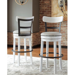 Valebeck White Bar Height Upholstered Swivel Bar Stool by Signature Design by Ashley
