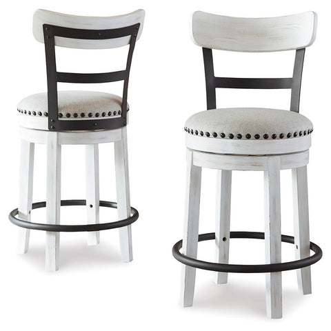 Valebeck White Counter Height Upholstered Swivel Bar Stool by Signature Design by Ashley