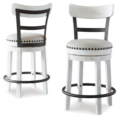 Valebeck White Counter Height Upholstered Swivel Bar Stool by Signature Design by Ashley