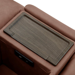 Warren Leather Power Reclining Loveseat with Console, Power Headrest & Lumbar in Classic Brown by Flexsteel