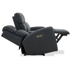 Warren Leather Power Reclining Loveseat with Console, Power Headrest & Lumbar in True Navy by Flexsteel