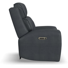 Warren Leather Power Recliner with Power Headrest & Lumbar in True Navy by Flexsteel