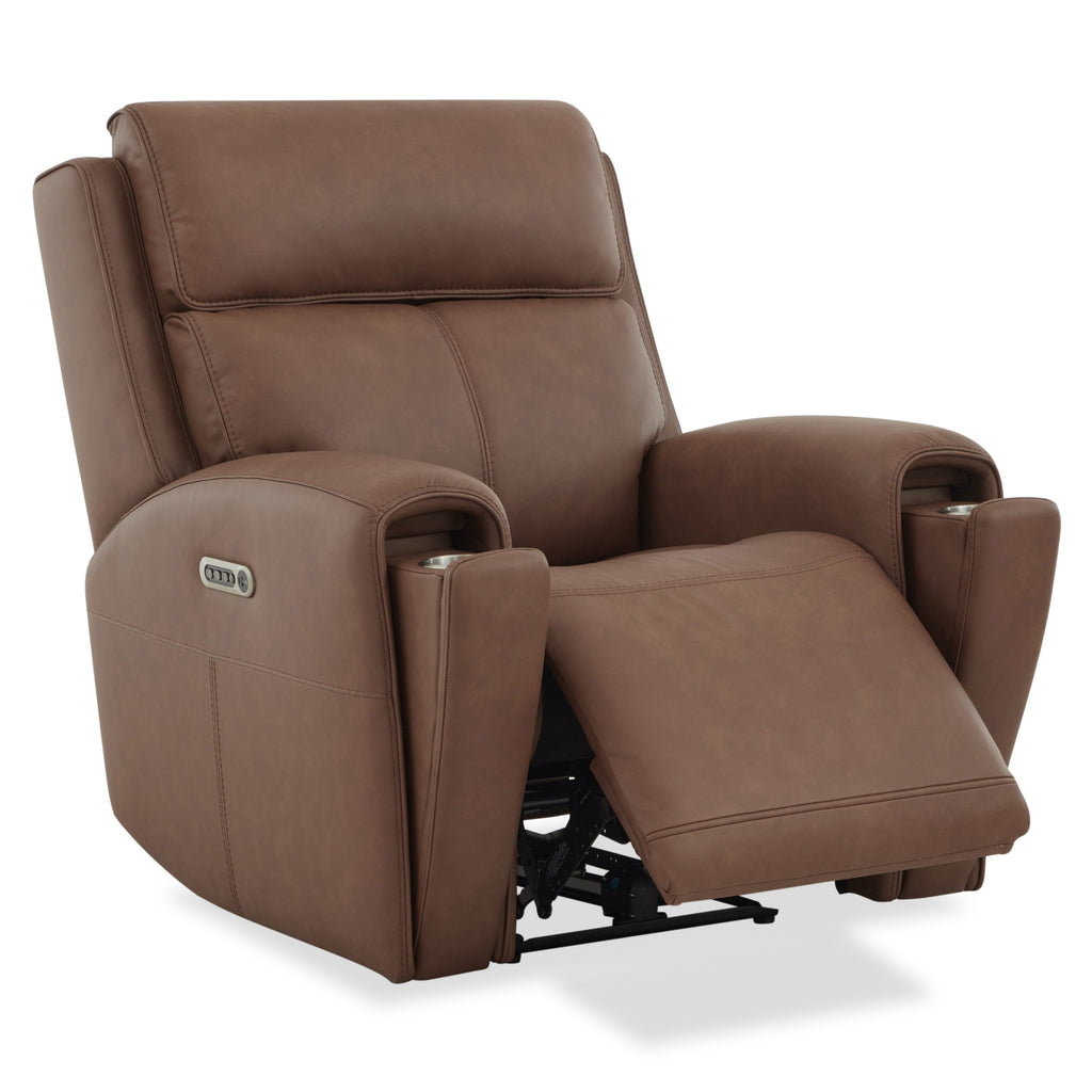 Warren Leather Power Recliner with Power Headrest & Lumbar in Classic Brown by Flexsteel