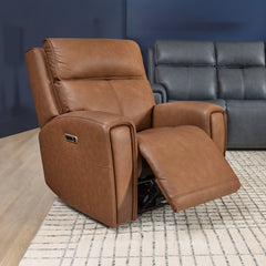 Warren Leather Power Recliner with Power Headrest & Lumbar in Classic Brown by Flexsteel