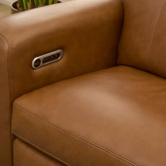 Wyatt Leather Power Reclining Loveseat with Console & Power Headrests & Lumbar in Canyon by Flexsteel