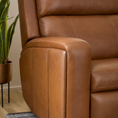 Wyatt Leather Power Reclining Loveseat with Console & Power Headrests & Lumbar in Canyon by Flexsteel