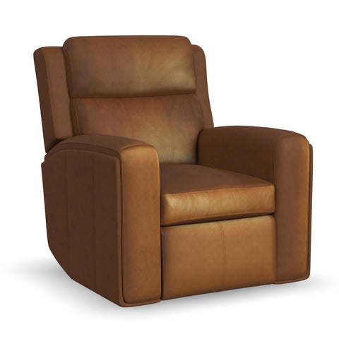 Wyatt Leather Power Recliner with Power Headrest and Lumbar in Canyon by Flexsteel