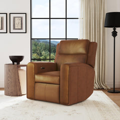 Wyatt Leather Power Recliner with Power Headrest and Lumbar in Canyon by Flexsteel