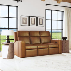 Wyatt Leather Power Sofa with Power Headrests & Lumbar in Canyon by Flexsteel