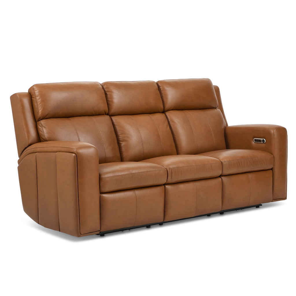 Wyatt Leather Power Sofa with Power Headrests & Lumbar in Canyon by Flexsteel