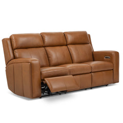Wyatt Leather Power Sofa with Power Headrests & Lumbar in Canyon by Flexsteel