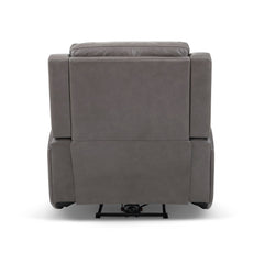 Wyatt Leather Power Recliner with Power Headrest & Lumbar in Gunmetal by Flexsteel