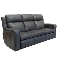 Wyatt Leather Power Sofa with Power Headrests & Lumbar in Gunmetal by Flexsteel