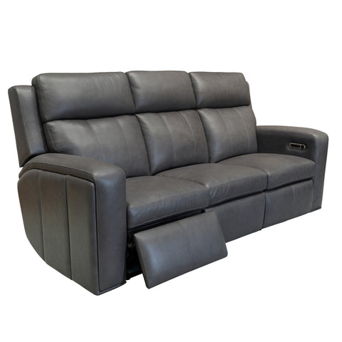 Wyatt Leather Power Sofa with Power Headrests & Lumbar in Gunmetal by Flexsteel