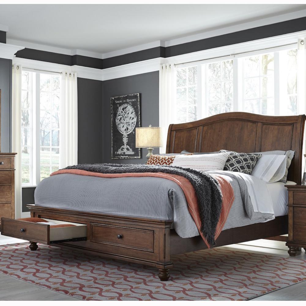 Oxford Whiskey Brown Queen Storage Bed by Aspenhome