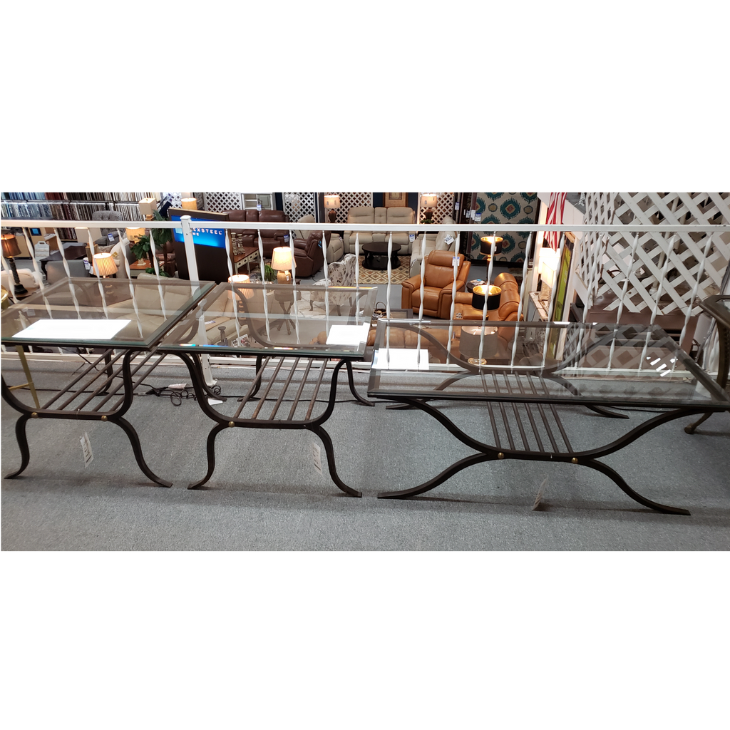 Set of Three Lane Metal/Glass Occ-Tables